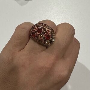 SWAROVSKI Red/Pink Ombre Pave Cocktail Ring, Size 8.5